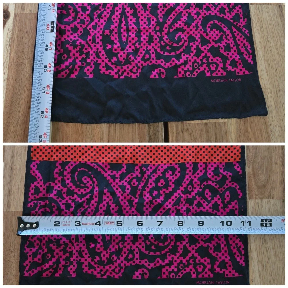 Vintage 100% Silk Scarf Geometric Diamond Paisley Rectangle Morgan Taylor NWT